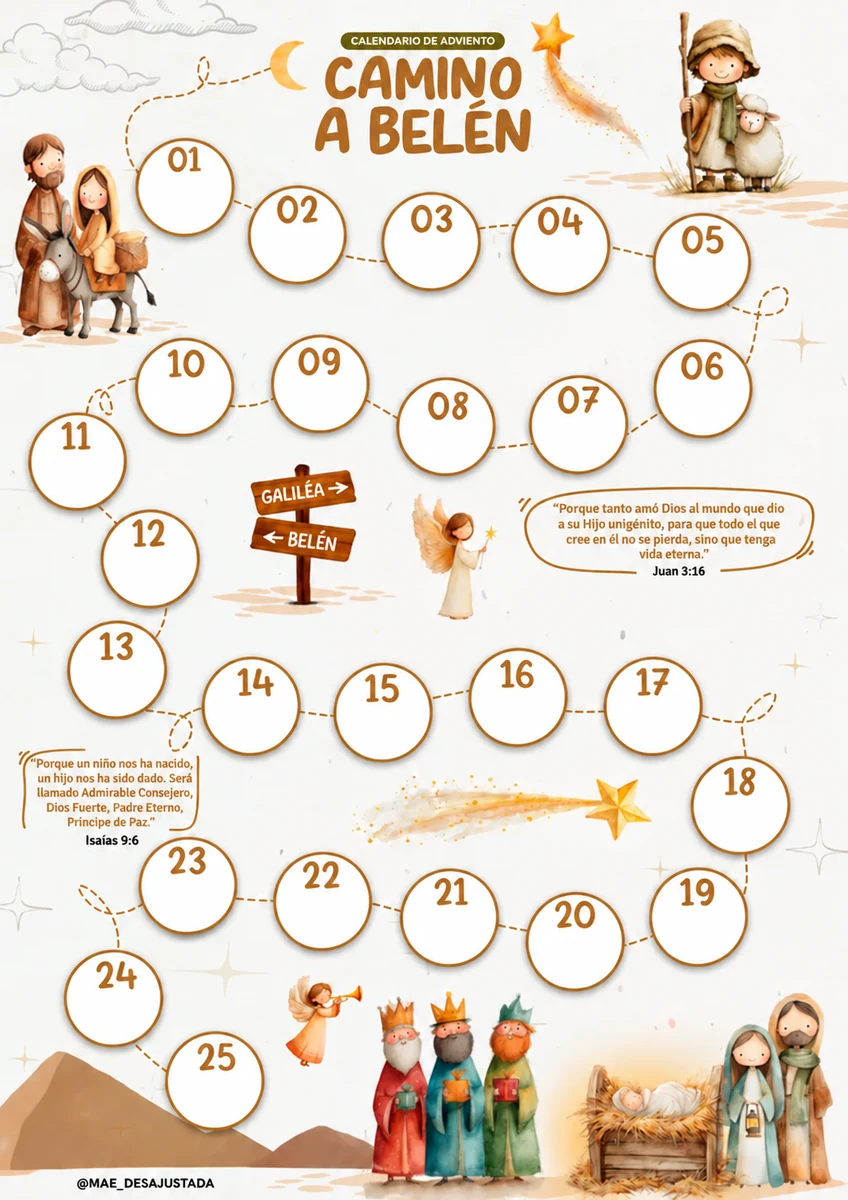 Detalles del calendario Camino a Belén